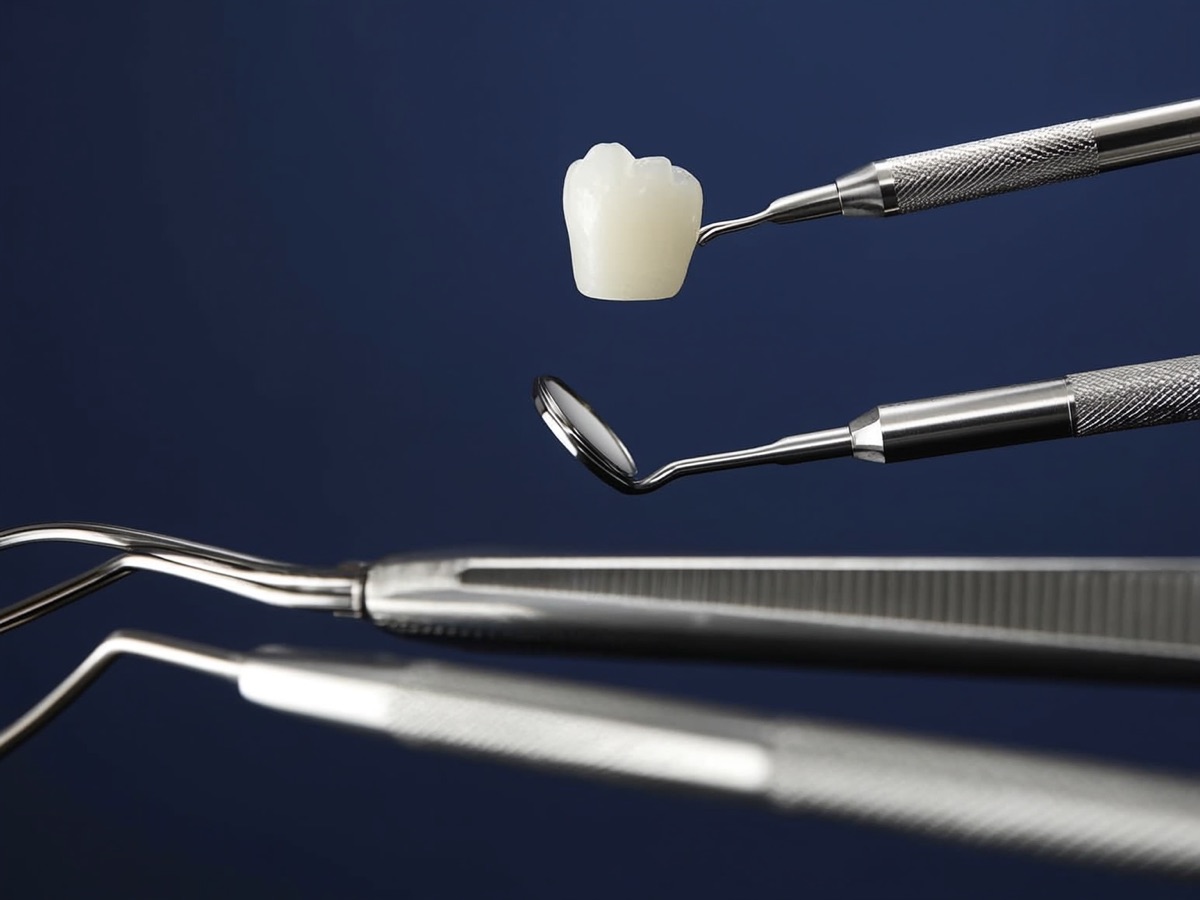 Dental implant model showing titanium post and porcelain crown at Lamb Family Dental Boise