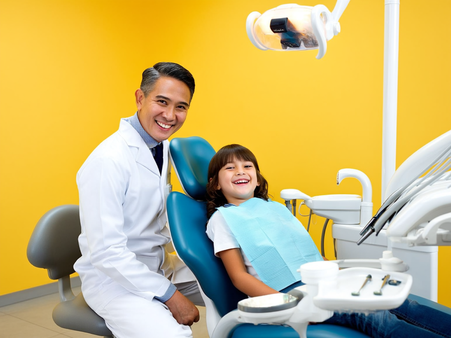 Child smiling during pediatric dental visit at Lamb Family Dental Boise
